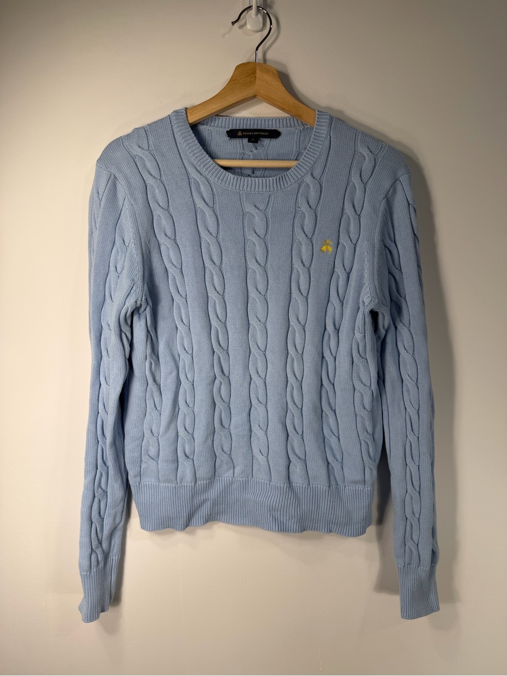 Brooks Brother Light Blue Cable Knit Crewneck Sweater - women’s